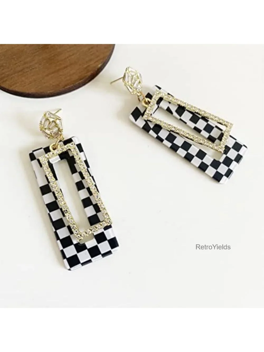 Vintage 60s 70s Acrylic Dangle Drop Earrings Resin Geometry Stud for Women